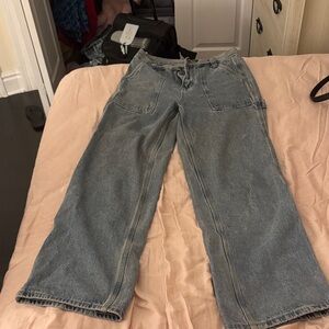 Wide Leg Blue Denim Jeans